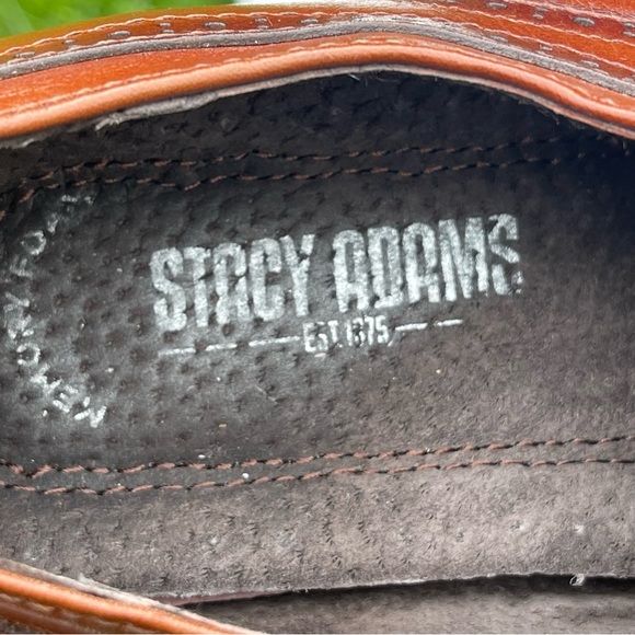 Stacy Adams Dickinson Shoes Mens 7.5 Cognac Brown Lace Up Cap Toe Oxford Dress - Picture 10 of 13